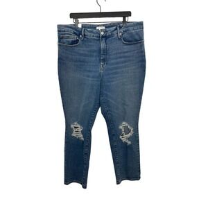 Good American Women’s Distressed Skinny Jeans Medium Wash Size 18 New